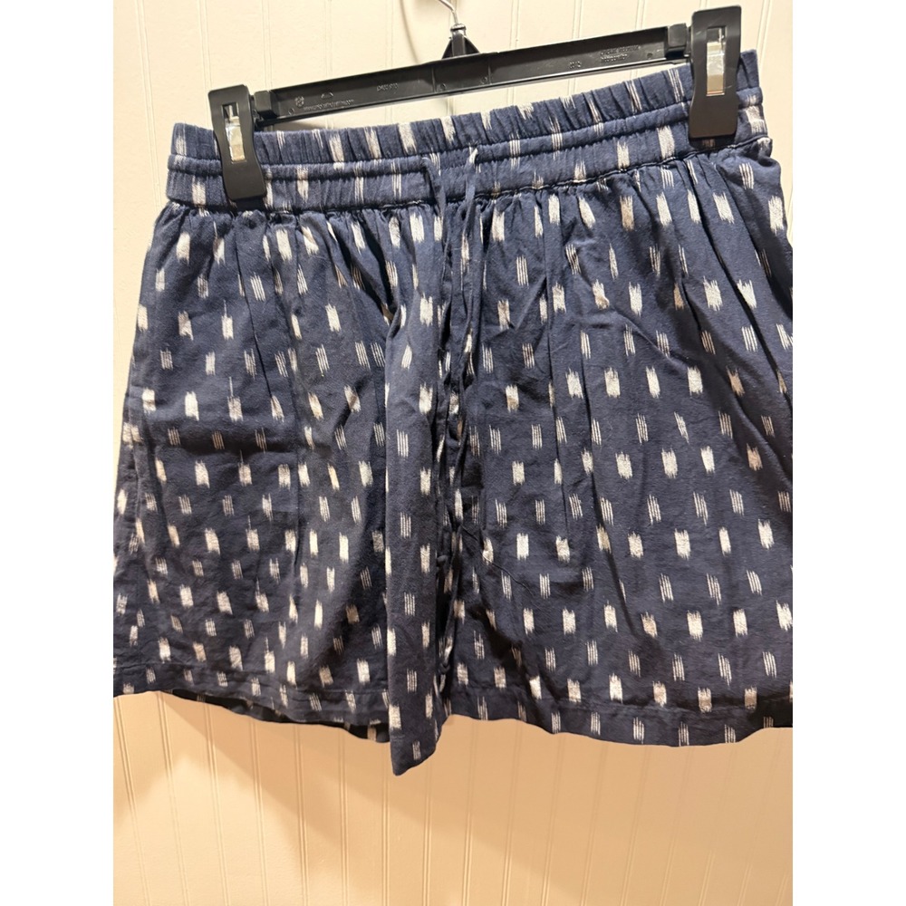 Madewell Navy Blue White Ikat Dash Print Elastic Waist Drawstring Shorts XS